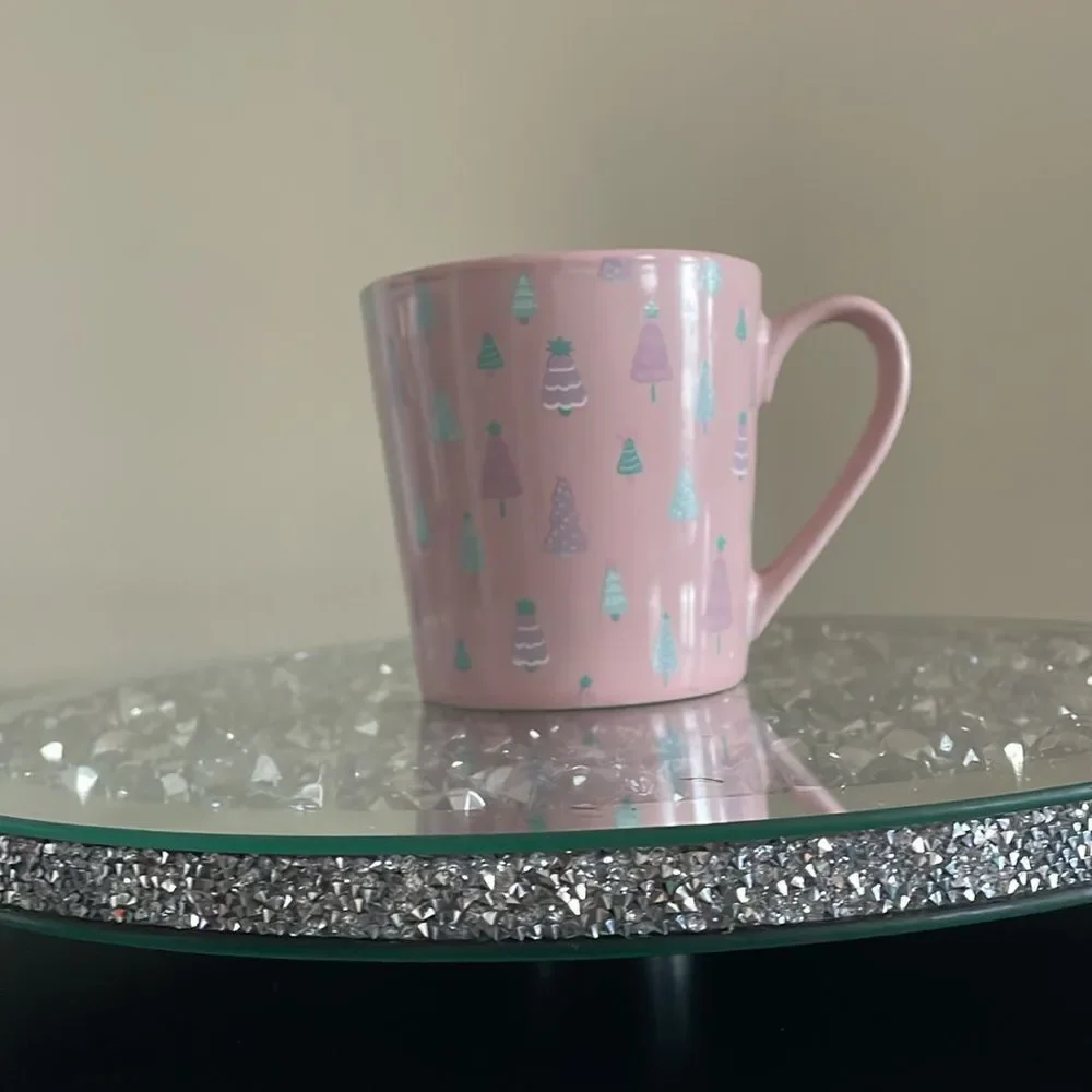 Eccolo pastel pink purple Christmas tree Xmas holiday coffee ceramic mug